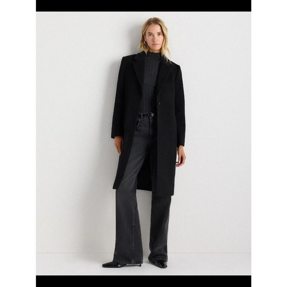 Wool Cashmere Classic Single-Breasted Coat In Black
